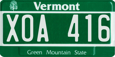 VT license plate XOA416