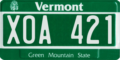 VT license plate XOA421