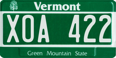 VT license plate XOA422