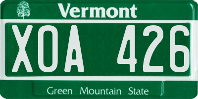 VT license plate XOA426