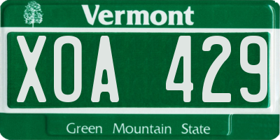 VT license plate XOA429