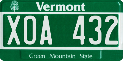 VT license plate XOA432