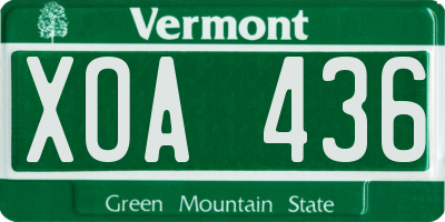 VT license plate XOA436