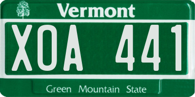 VT license plate XOA441