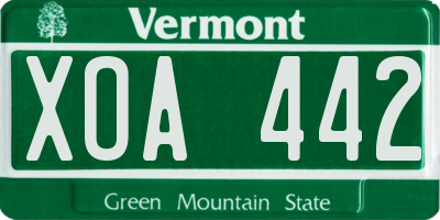 VT license plate XOA442