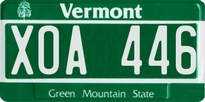 VT license plate XOA446