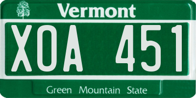 VT license plate XOA451