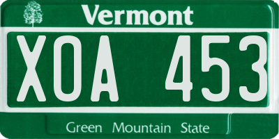 VT license plate XOA453