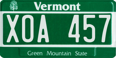 VT license plate XOA457