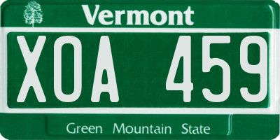 VT license plate XOA459