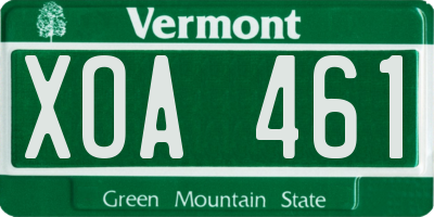 VT license plate XOA461