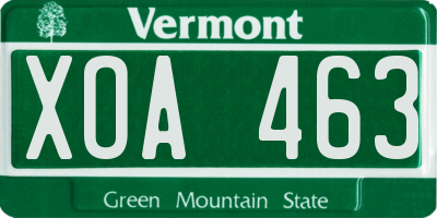 VT license plate XOA463