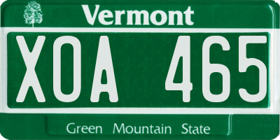 VT license plate XOA465