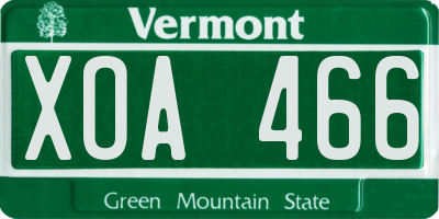VT license plate XOA466