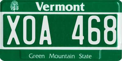 VT license plate XOA468