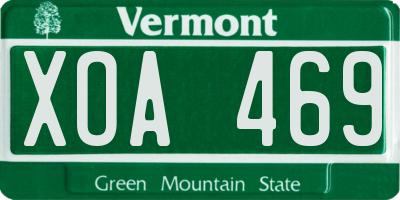 VT license plate XOA469