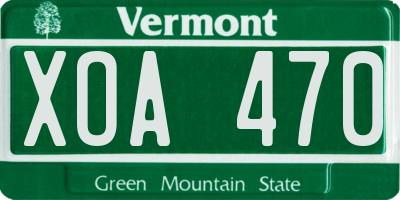 VT license plate XOA470