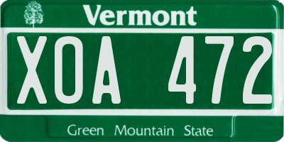 VT license plate XOA472