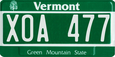 VT license plate XOA477