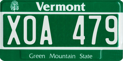 VT license plate XOA479