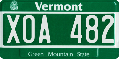 VT license plate XOA482