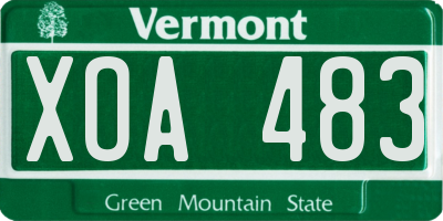 VT license plate XOA483