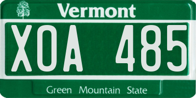 VT license plate XOA485