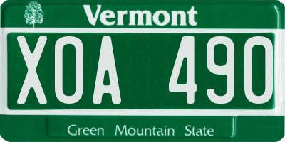 VT license plate XOA490