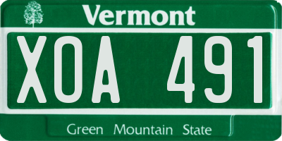 VT license plate XOA491