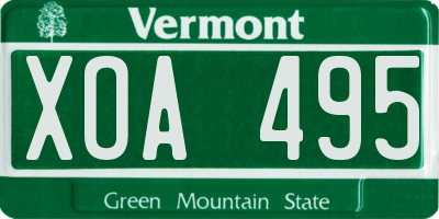VT license plate XOA495