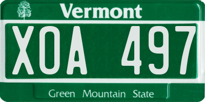 VT license plate XOA497