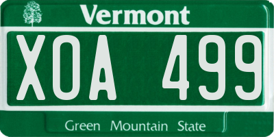 VT license plate XOA499