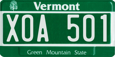 VT license plate XOA501