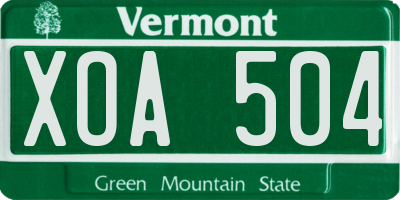 VT license plate XOA504
