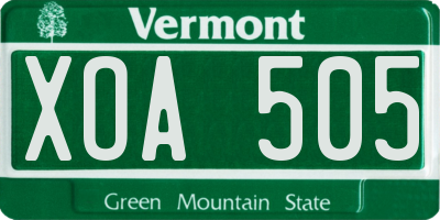 VT license plate XOA505