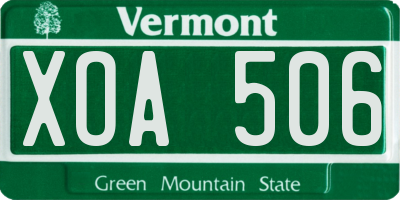 VT license plate XOA506
