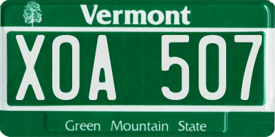 VT license plate XOA507