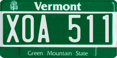 VT license plate XOA511