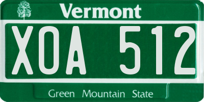 VT license plate XOA512