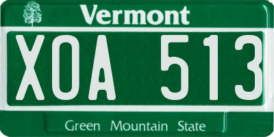 VT license plate XOA513