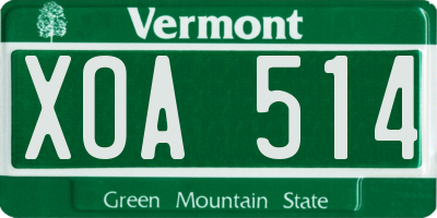 VT license plate XOA514
