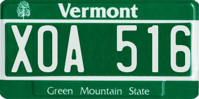 VT license plate XOA516