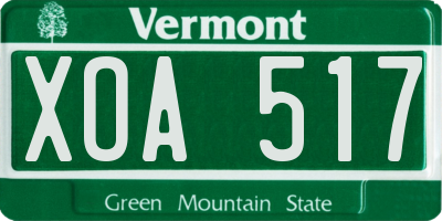 VT license plate XOA517