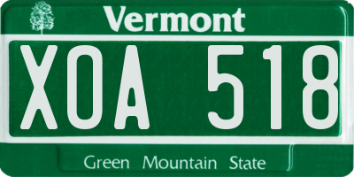 VT license plate XOA518