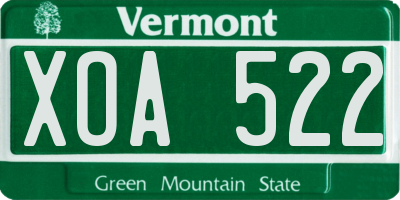VT license plate XOA522