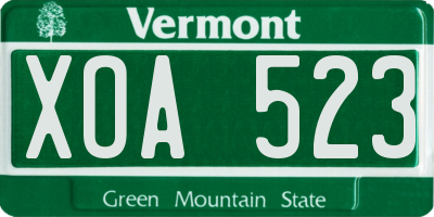 VT license plate XOA523