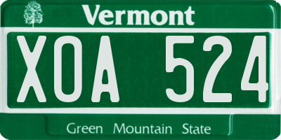 VT license plate XOA524