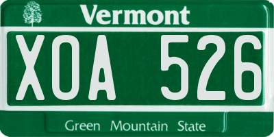 VT license plate XOA526