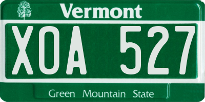 VT license plate XOA527