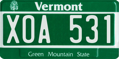 VT license plate XOA531